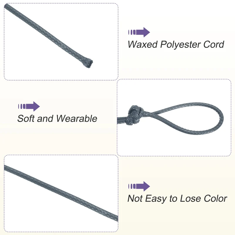 Dark Gray 2mm Waxed Cord 11 Yard Wax Bead Thread String for Jewelry Make