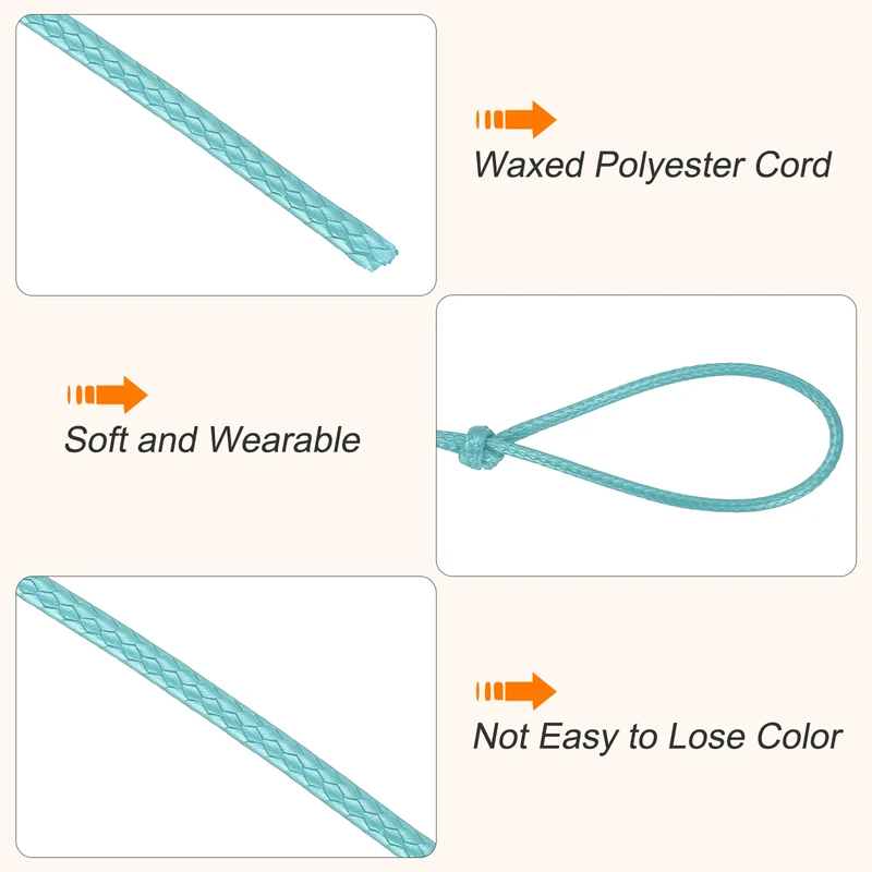 Waxed Cord 3.5mm Waxed Thread 44 Yard Wax String Leather Cord (Lake Blue)