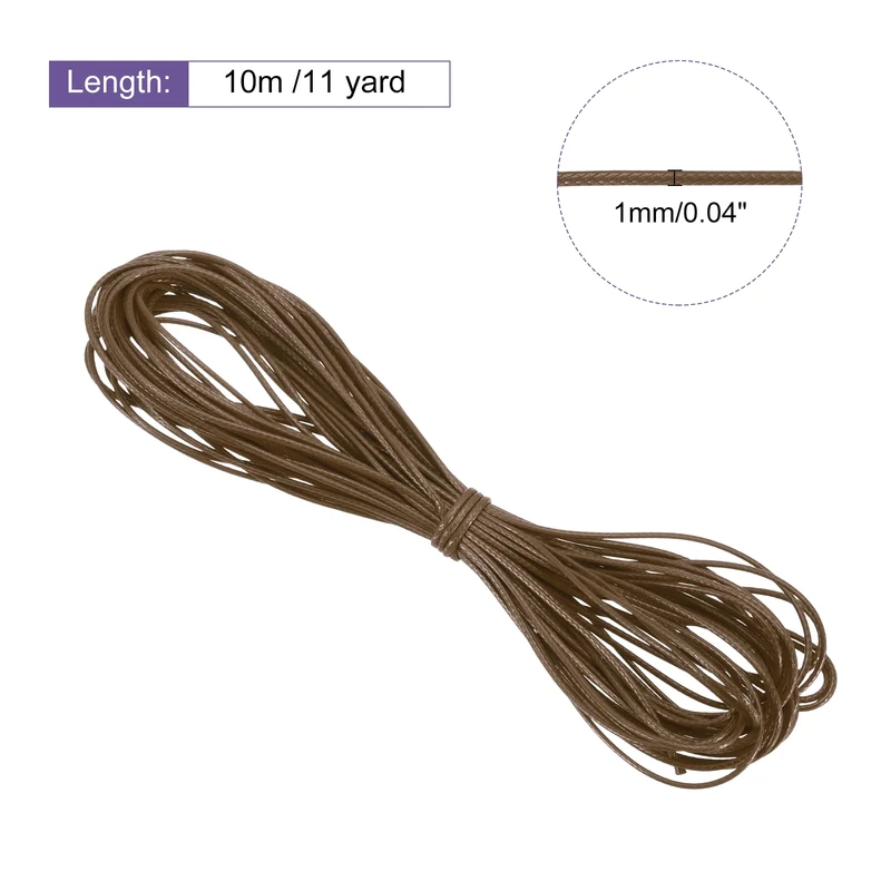 Brown 1mm Waxed Cord 11 Yard Wax Bead Thread String for Jewelry Make