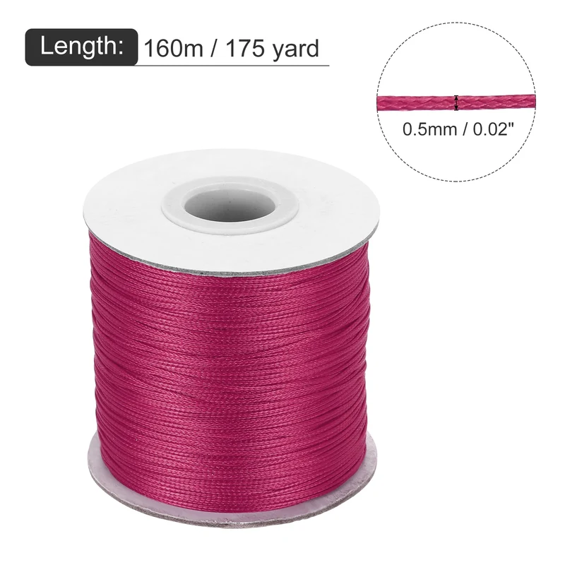 Dark Rose Red 0.5mm Waxed Cord 175 Yard Wax Bead Thread String for Jewelry