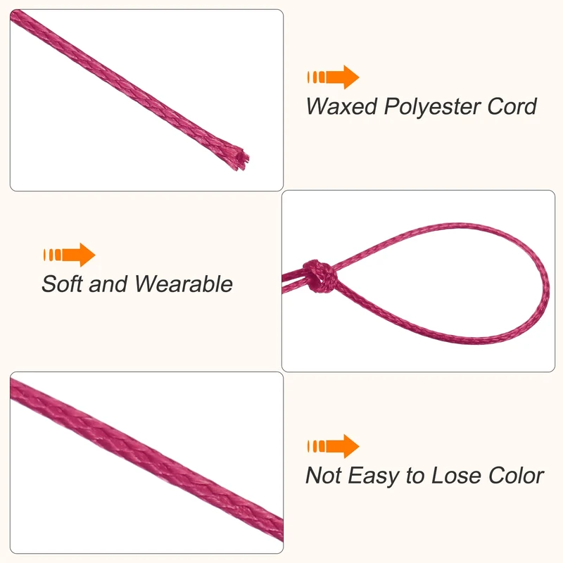 Dark Rose Red 0.5mm Waxed Cord 175 Yard Wax Bead Thread String for Jewelry