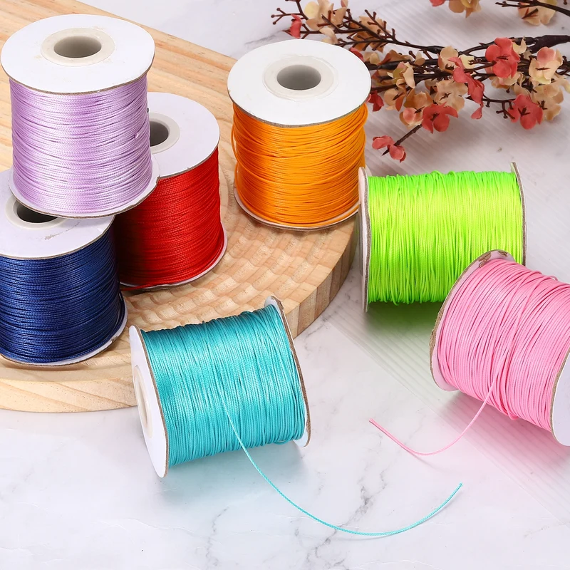 Dark Rose Red 0.5mm Waxed Cord 175 Yard Wax Bead Thread String for Jewelry