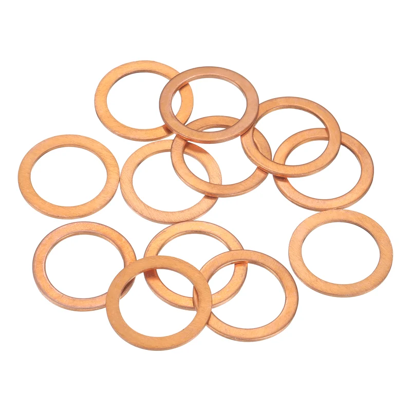 12 Pcs Flat Copper Washers, 22x30x1.5mm Copper Flat Sealing Crush Ring Washers