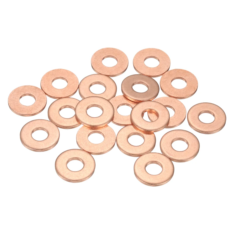 22 Pcs Flat Copper Washers, 6x16x1.5mm Copper Flat Sealing Crush Ring Washers