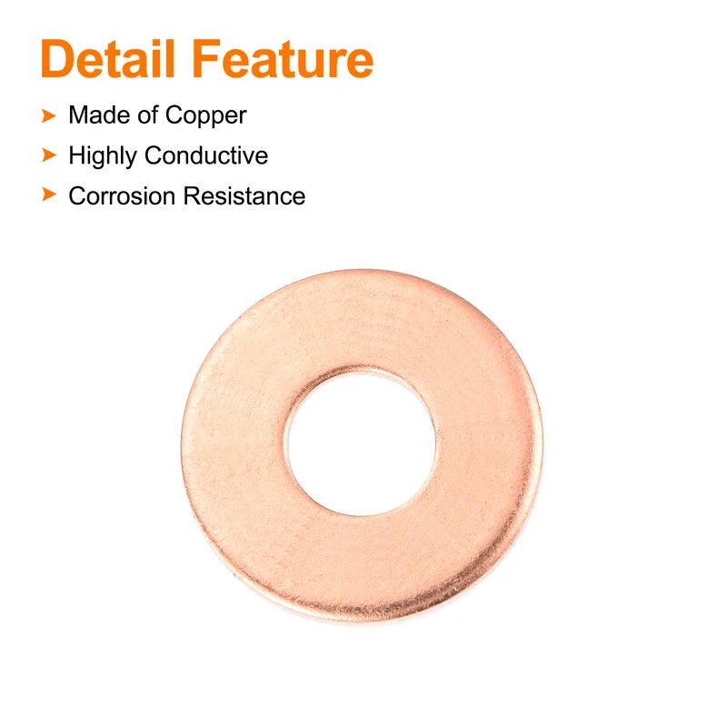 22 Pcs Flat Copper Washers, 6x16x1.5mm Copper Flat Sealing Crush Ring Washers