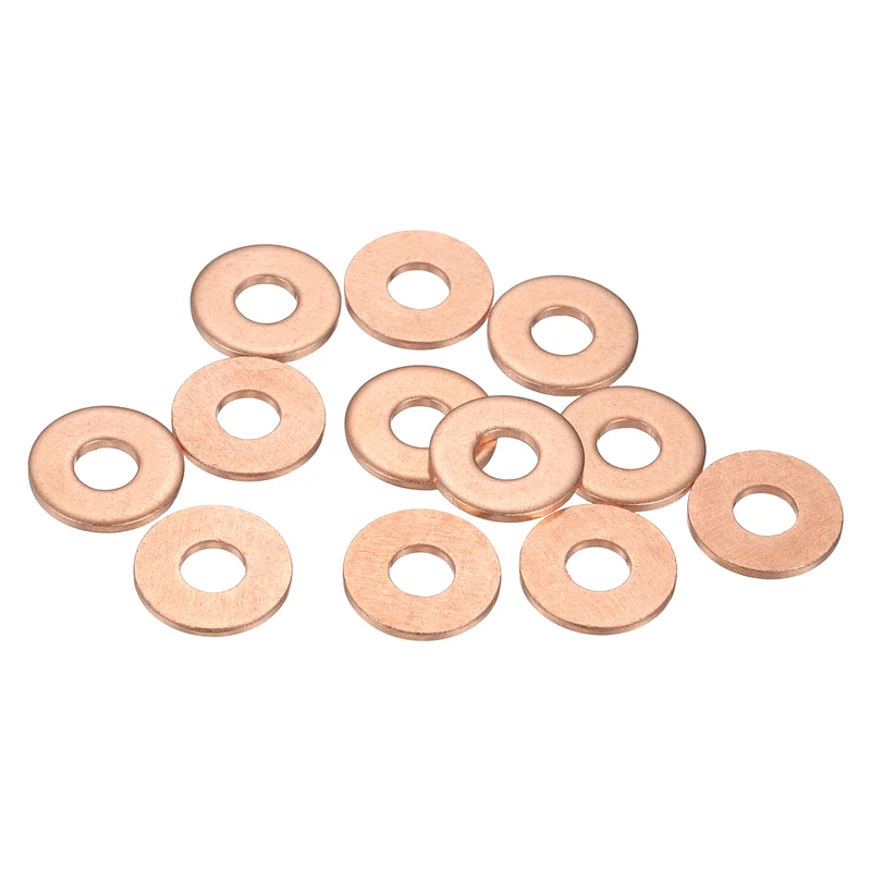 12 Pcs Flat Copper Washers, 6x16x1.5mm Copper Flat Sealing Crush Ring Washers