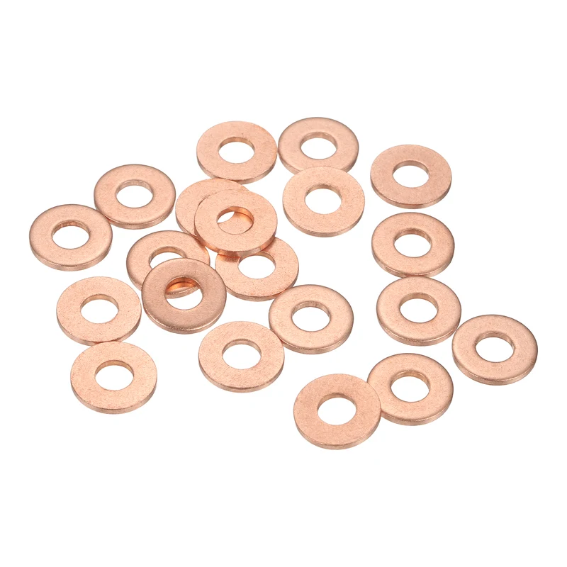 22 Pcs Flat Copper Washers, 6x14x1.5mm Copper Flat Sealing Crush Ring Washers
