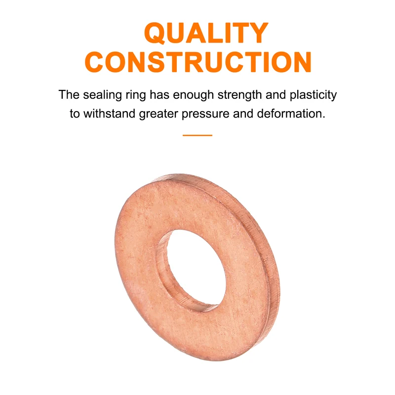 22 Pcs Flat Copper Washers, 6x14x1.5mm Copper Flat Sealing Crush Ring Washers