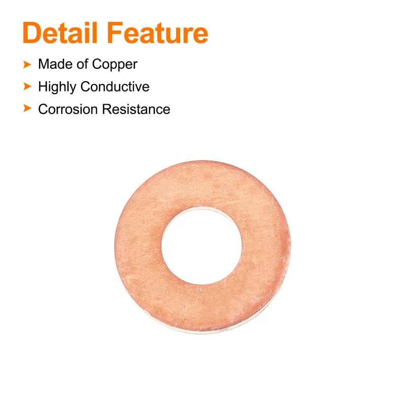 22 Pcs Flat Copper Washers, 6x14x1.5mm Copper Flat Sealing Crush Ring Washers