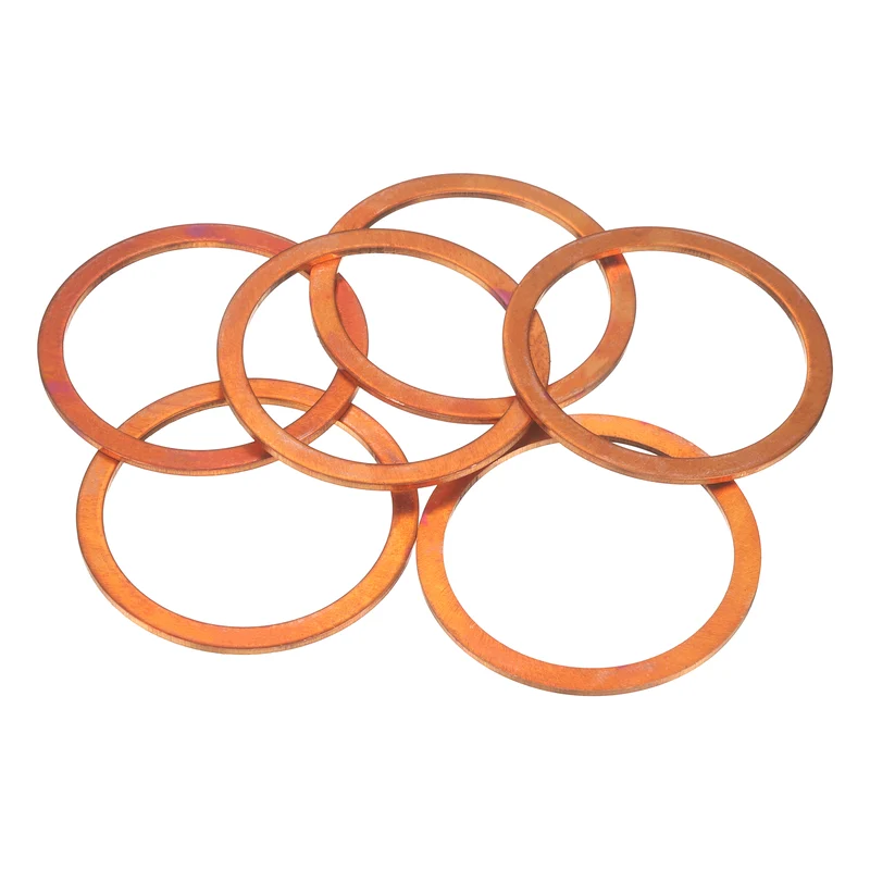 6 Pcs Flat Copper Washers, 50x60x2mm Copper Flat Sealing Crush Ring Washers