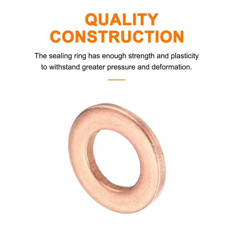 12 Pcs Flat Copper Washers, 5x9x1mm Copper Flat Sealing Crush Ring Washers