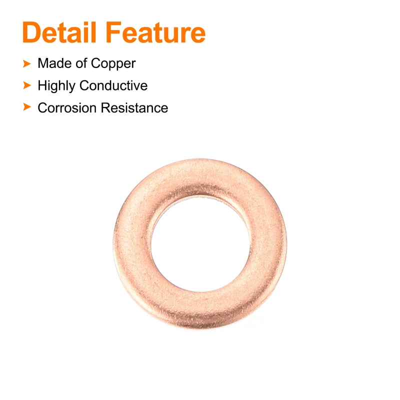 12 Pcs Flat Copper Washers, 5x9x1mm Copper Flat Sealing Crush Ring Washers