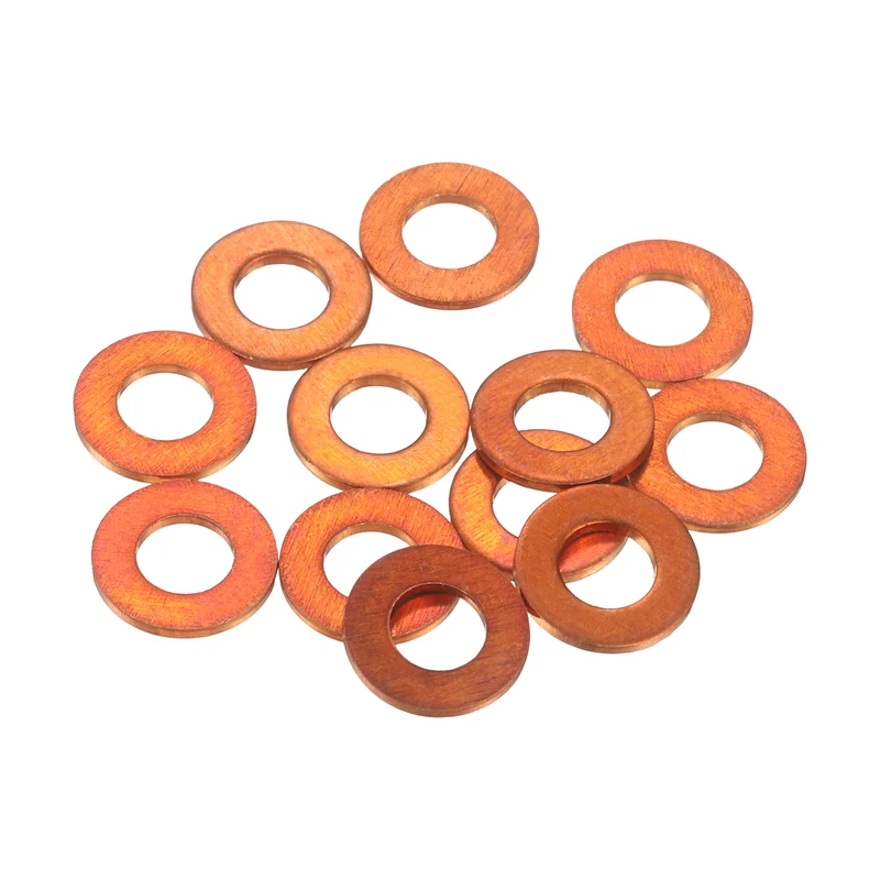 12 Pcs Flat Copper Washers, 5x10x1mm Copper Flat Sealing Crush Ring Washers