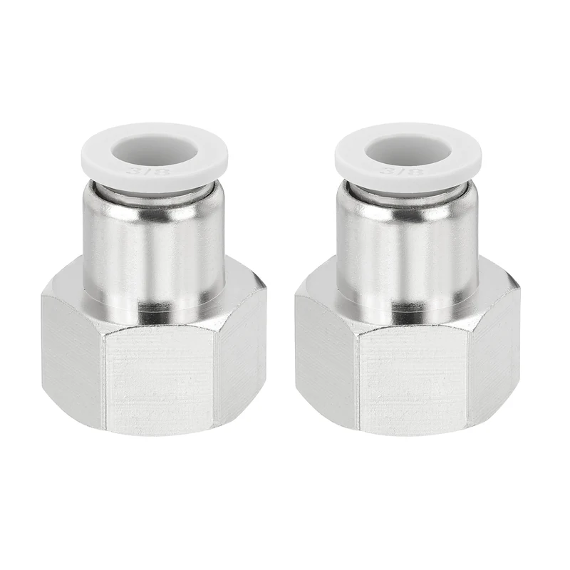 2 Pcs NPT Female 3/8 Inch OD x 1/2" NPT Thread Push to Connect Fittings, White