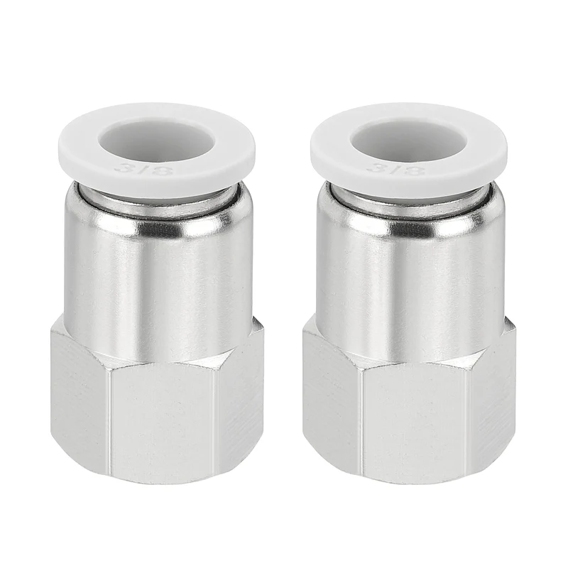 2 Pcs NPT Female 3/8 Inch OD x 1/4" NPT Thread Push to Connect Fittings, White