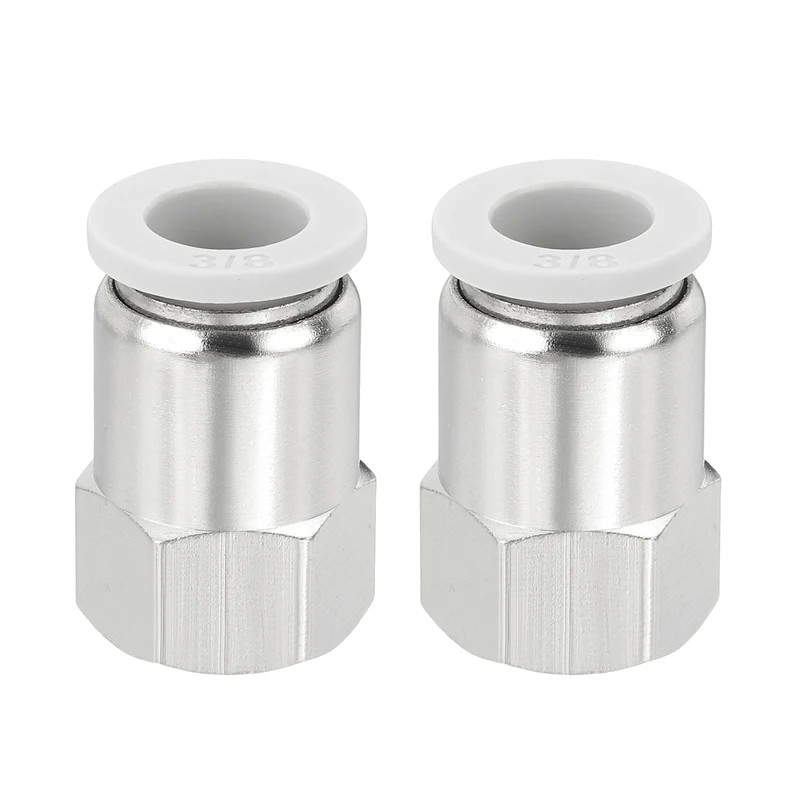 2 Pcs NPT Female 3/8 Inch OD x 1/8" NPT Thread Push to Connect Fittings, White