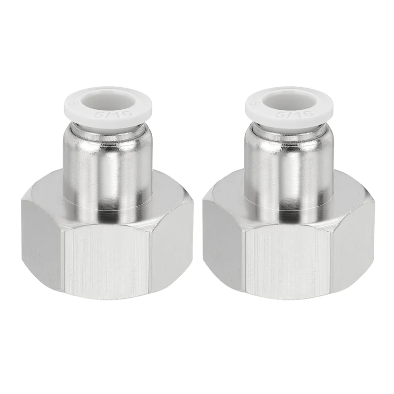 2 Pcs NPT Female 5/16 Inch OD x 1/2" NPT Thread Push to Connect Fittings, White