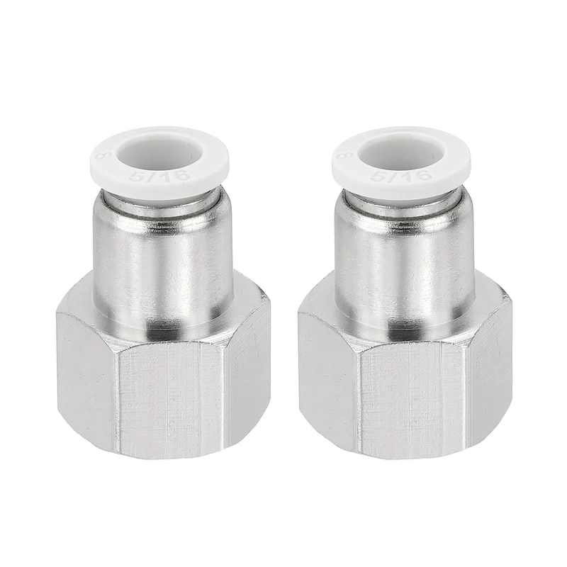 2 Pcs NPT Female 5/16 Inch OD x 3/8" NPT Thread Push to Connect Fittings, White