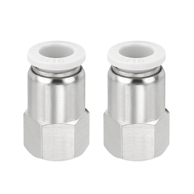 2 Pcs NPT Female 5/16 Inch OD x 1/8" NPT Thread Push to Connect Fittings, White