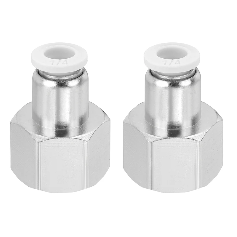 2 Pcs NPT Female 1/4 Inch OD x 3/8" NPT Thread Push to Connect Fittings, White