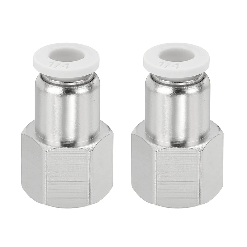2 Pcs NPT Female 1/4 Inch OD x 1/4" NPT Thread Push to Connect Fittings, White