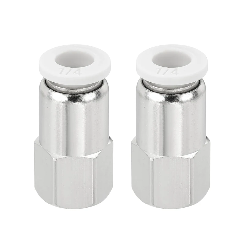 2 Pcs NPT Female 1/4 Inch OD x 1/8" NPT Thread Push to Connect Fittings, White