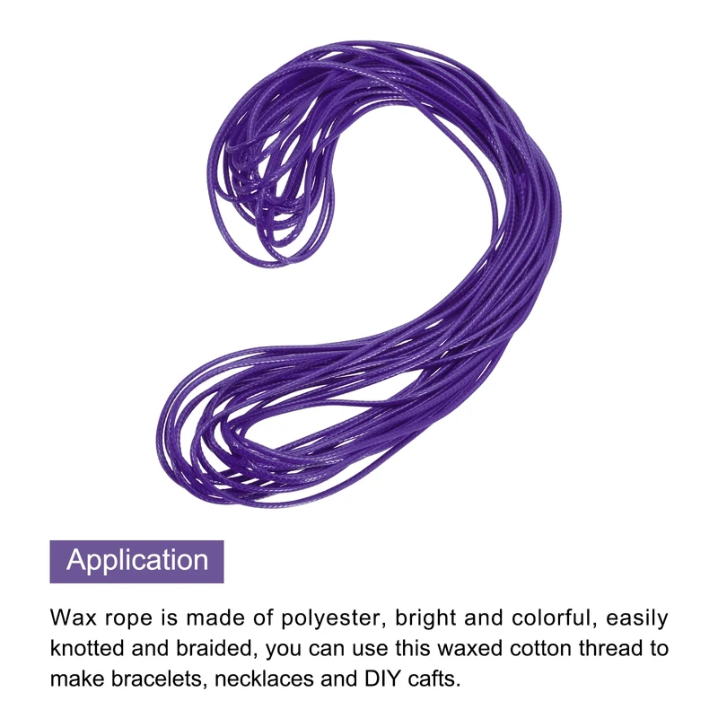 Purple 2mm Waxed Cord 11 Yard Wax Bead Thread String for Jewelry Make