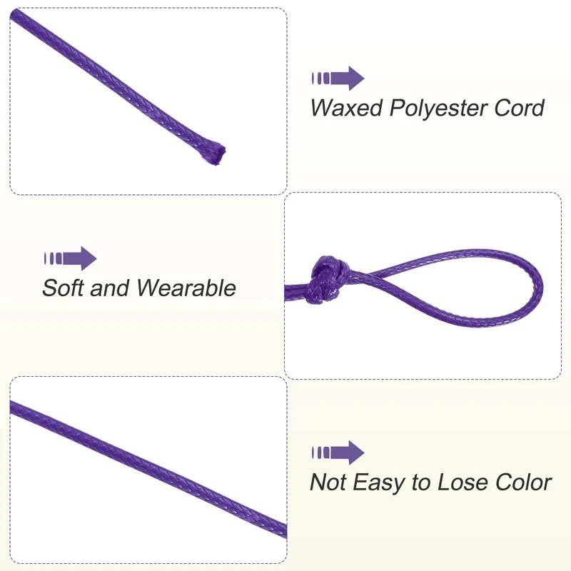 Purple 2mm Waxed Cord 11 Yard Wax Bead Thread String for Jewelry Make
