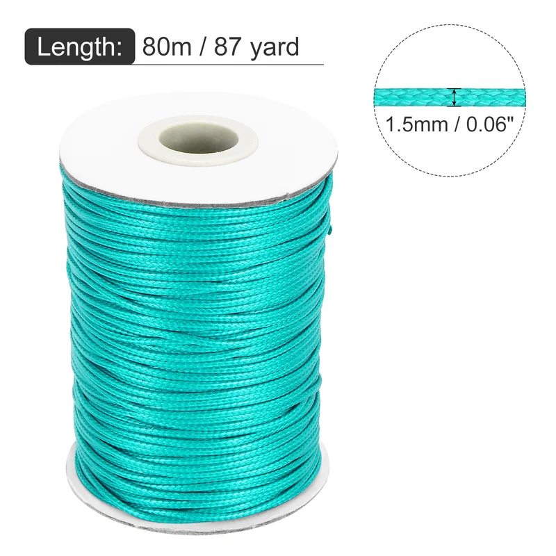Waxed Cord 1.5mm Waxed Thread 87 Yard Wax String Leather Cord (Light Green)