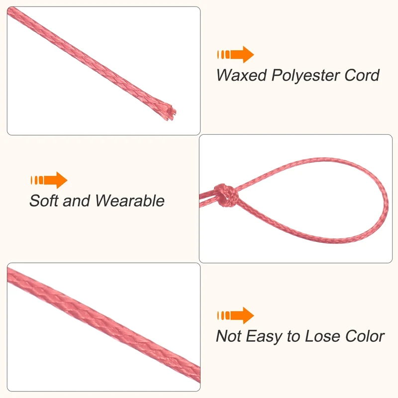 Watermelon Red 0.5mm Waxed Cord 175 Yard Wax Bead Thread String for Jewelry