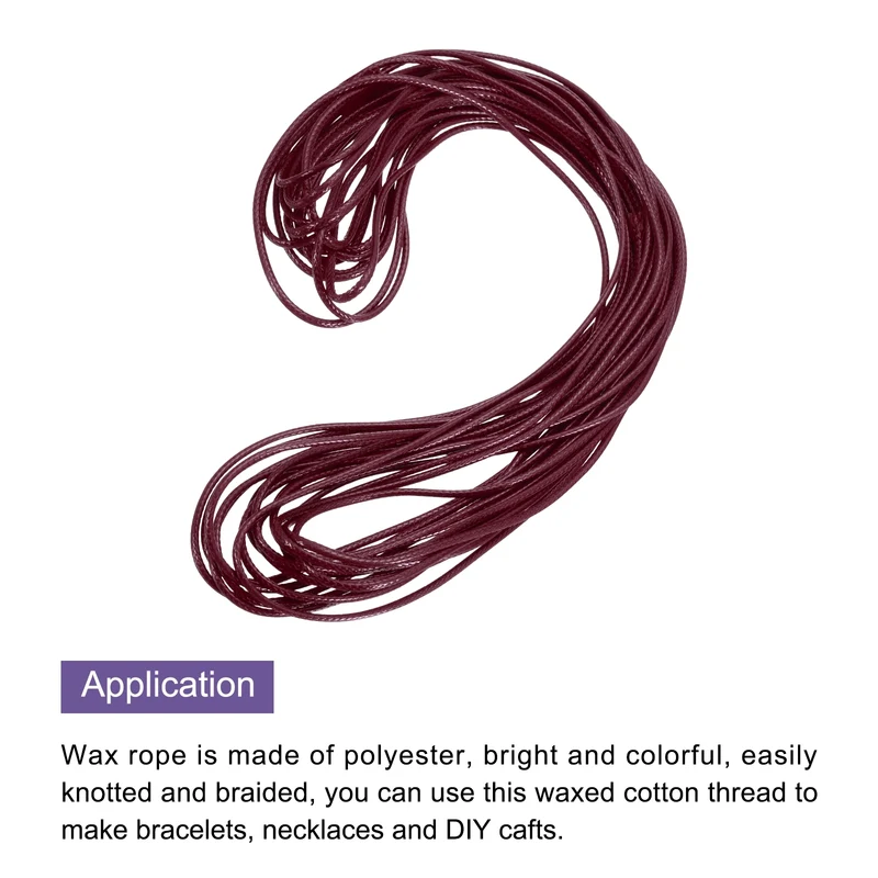 Wine Red 2mm Waxed Cord 11 Yard Wax Bead Thread String for Jewelry Make