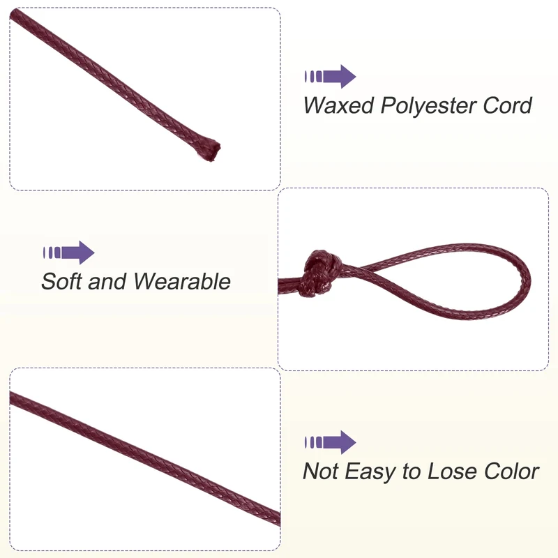Wine Red 2mm Waxed Cord 11 Yard Wax Bead Thread String for Jewelry Make