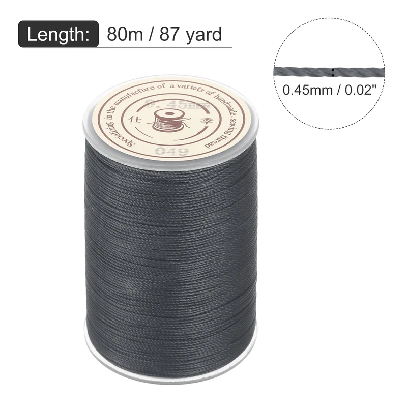 Waxed Cord 0.45mm Waxed Thread 87 Yard Wax String Leather Cord (Dark Grey)