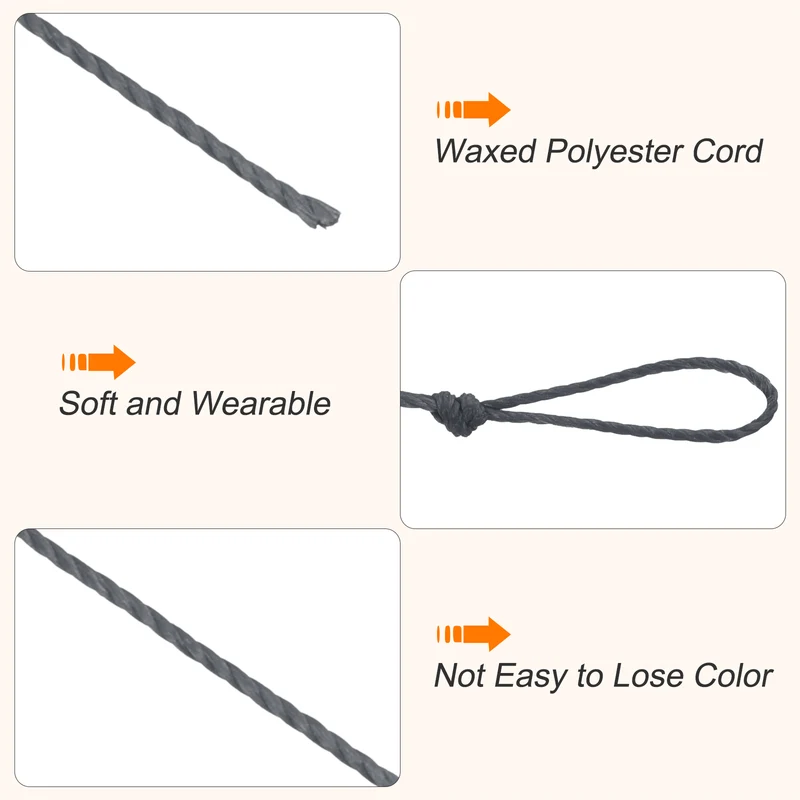 Waxed Cord 0.45mm Waxed Thread 87 Yard Wax String Leather Cord (Dark Grey)