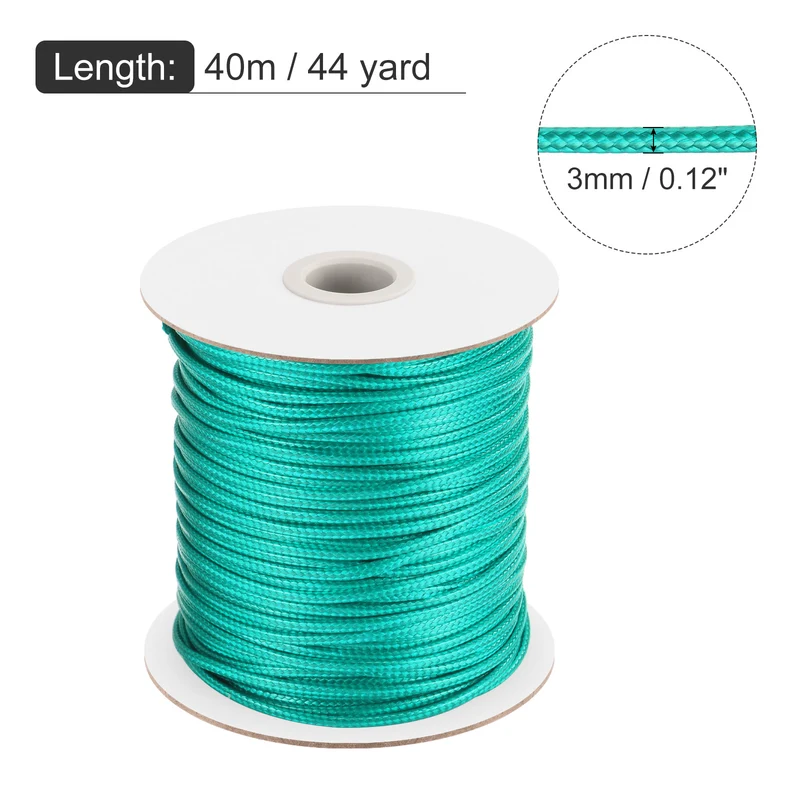 Blue-Green 3mm Waxed Cord 44 Yard Wax Bead Thread String for Jewelry Making