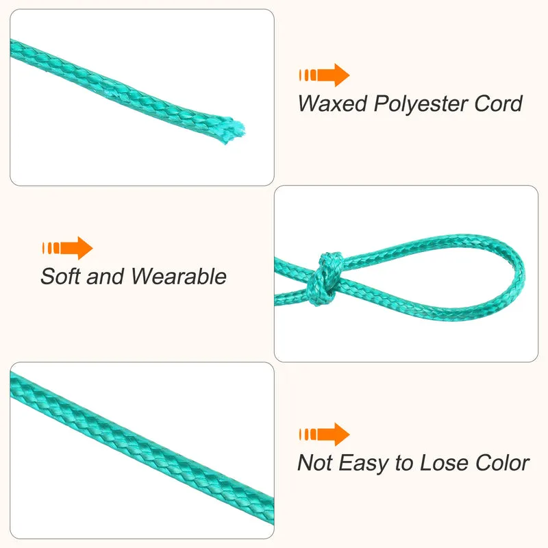 Blue-Green 3mm Waxed Cord 44 Yard Wax Bead Thread String for Jewelry Making