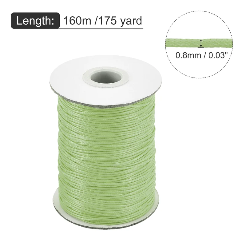 Grass Green 0.8mm Waxed Cord 175 Yard Wax Bead Thread String for Jewelry Make