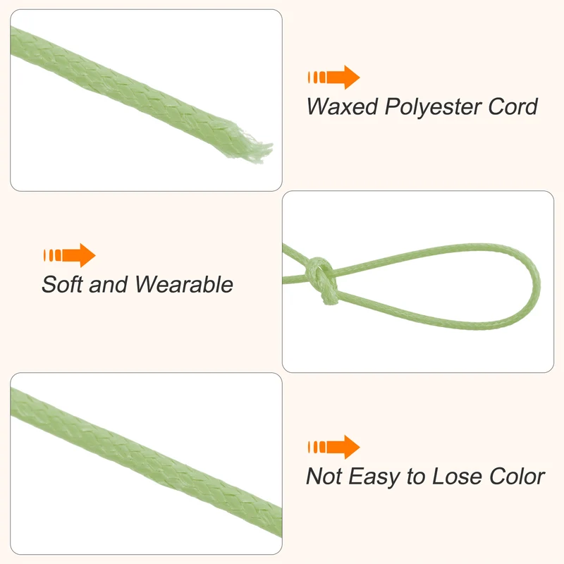 Grass Green 0.8mm Waxed Cord 175 Yard Wax Bead Thread String for Jewelry Make