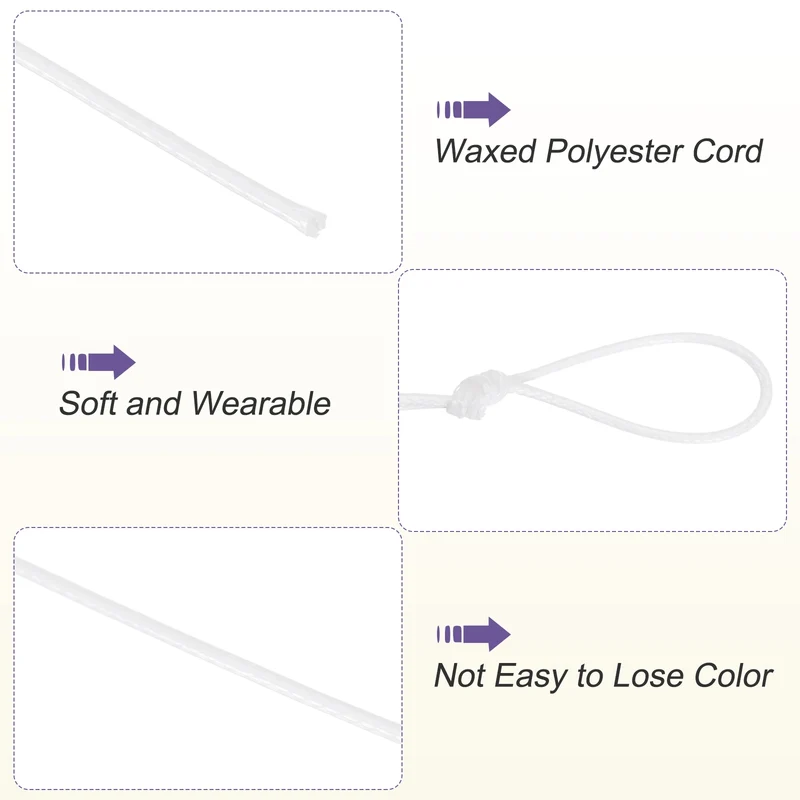 White 1mm Waxed Cord 11 Yard Wax Bead Thread String for Jewelry Make