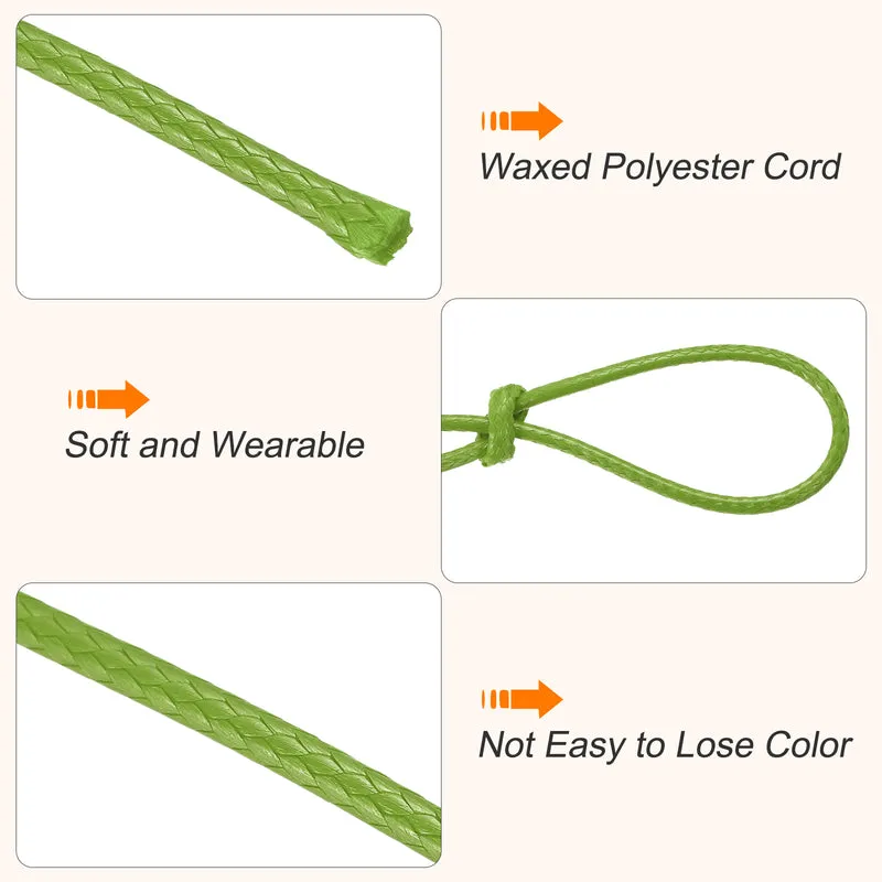 Waxed Cord 1.5mm Waxed Thread 87 Yard Wax String Leather Cord (Grass Green)