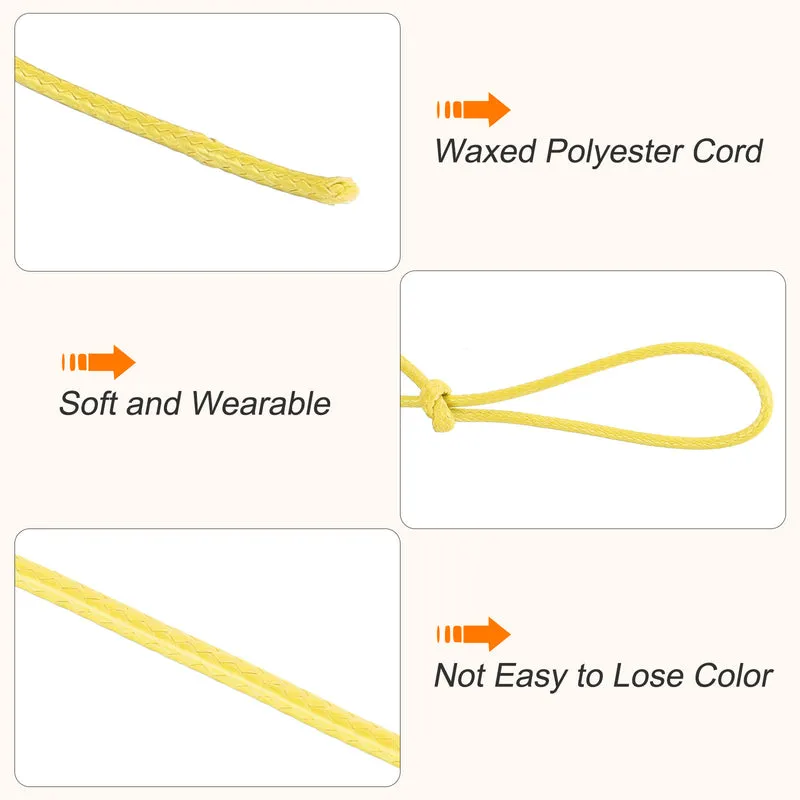 Light Yellow 0.5mm Waxed Cord 175 Yard Wax Bead Thread String for Jewelry Making