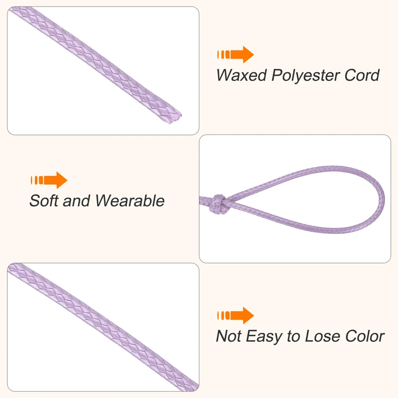 Waxed Cord 2.5mm Waxed Thread 87 Yard Wax String Leather Cord (Violet)