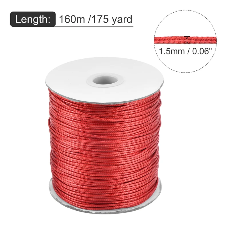 Red 1.5mm Waxed Cord 175 Yard Wax Bead Thread String for Jewelry Making