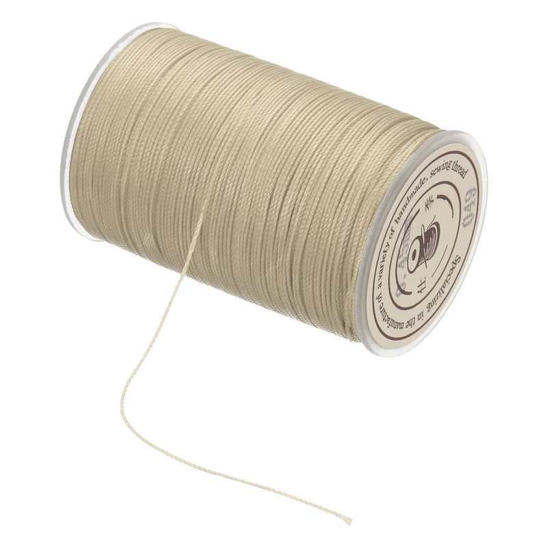 Waxed Cord 0.45mm Waxed Thread 87 Yard Wax String Leather Cord (Dark Beige)