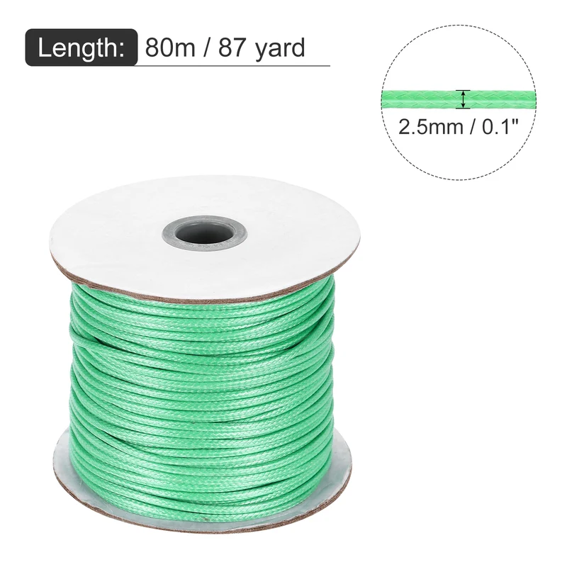Mint Green 2.5mm Waxed Cord 87 Yard Wax Bead Thread String for Jewelry Making