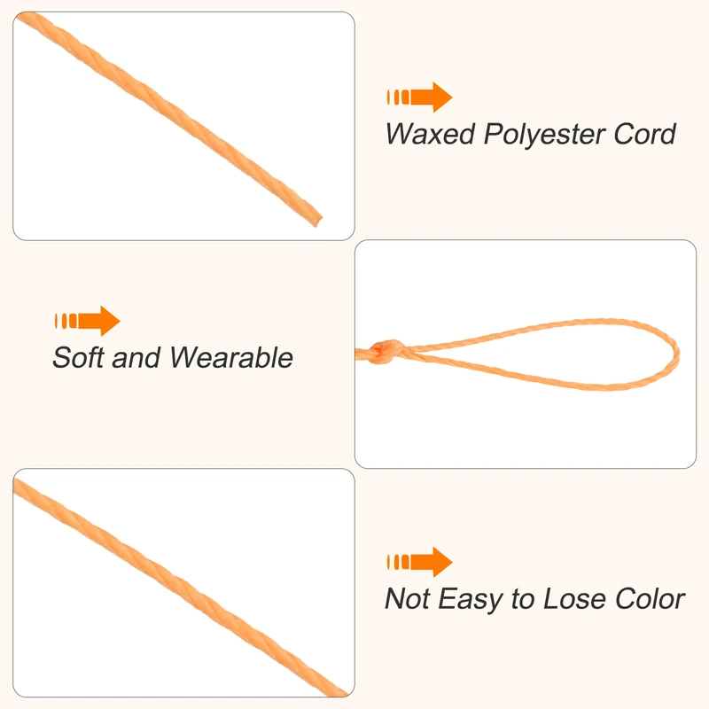 Waxed Cord 0.45mm Waxed Thread 87 Yard Wax String Leather Cord (Orange Yellow)