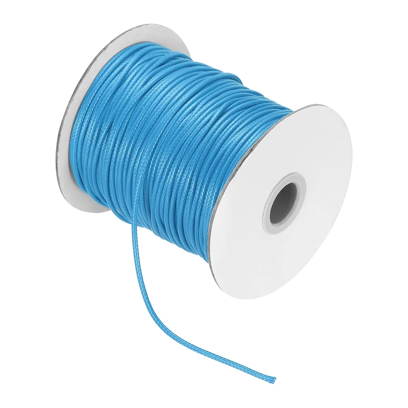 Waxed Cord 2mm Waxed Thread 87 Yard Wax String Leather Cord (Sky Blue)