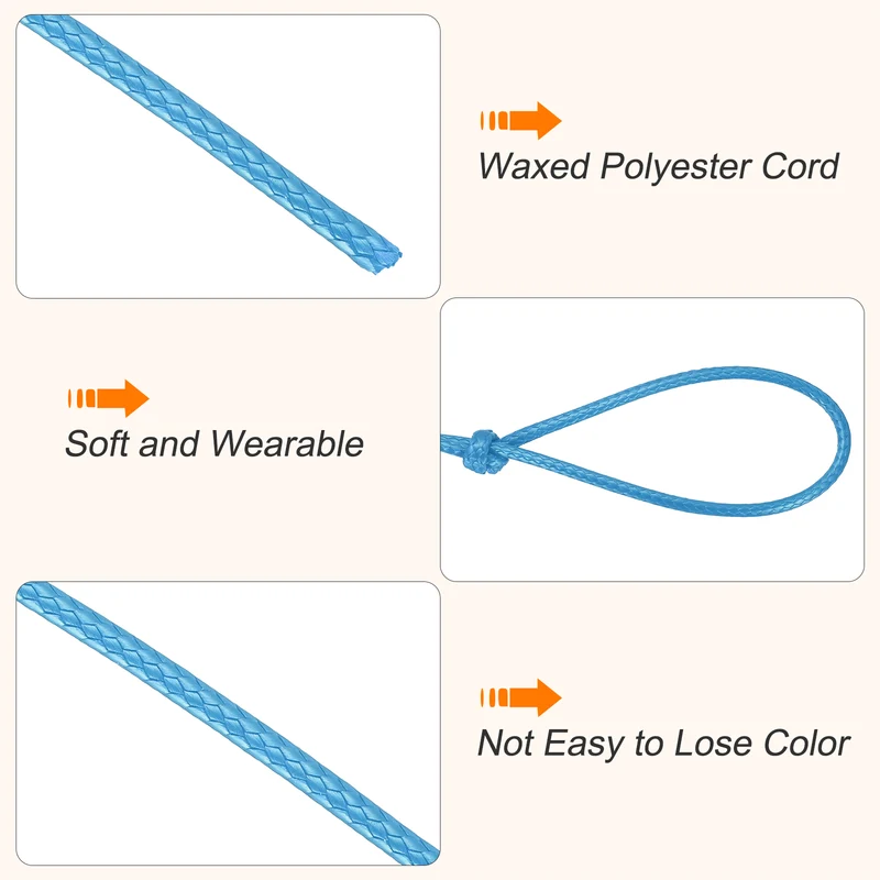 Waxed Cord 2mm Waxed Thread 87 Yard Wax String Leather Cord (Sky Blue)