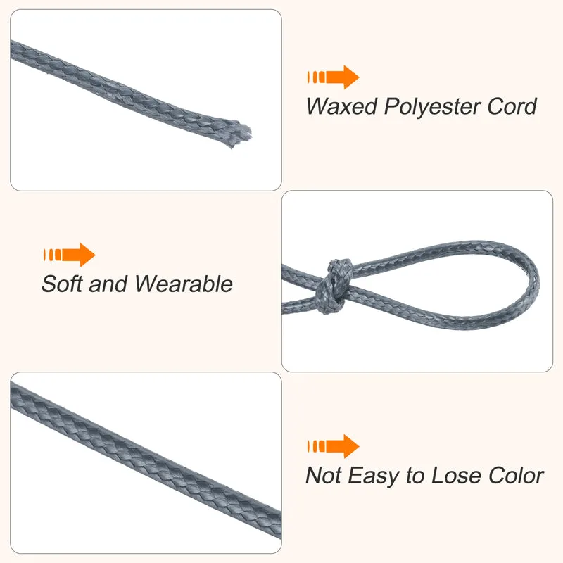 Dark Gray 2.5mm Waxed Cord 87 Yard Wax Bead Thread String for Jewelry Making