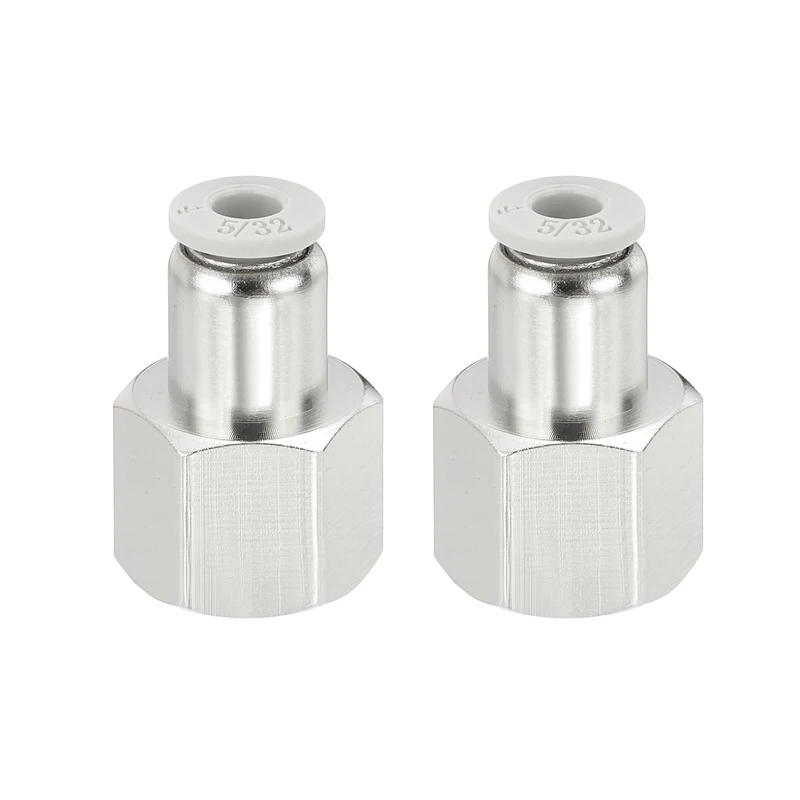 2 Pcs NPT Female 5/32 Inch OD x 1/4" NPT Thread Push to Connect Fittings, White